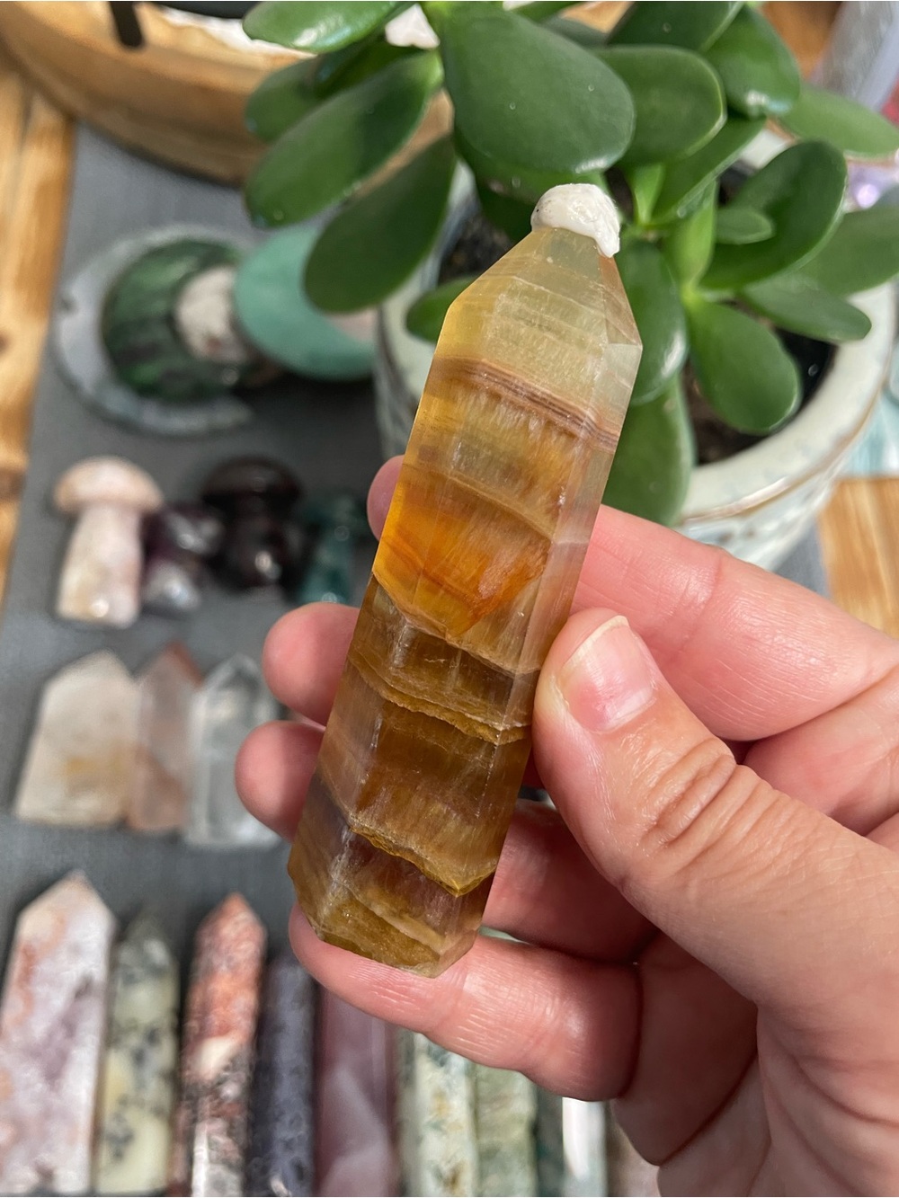 Incredible banded yellow fluorite tower high grade